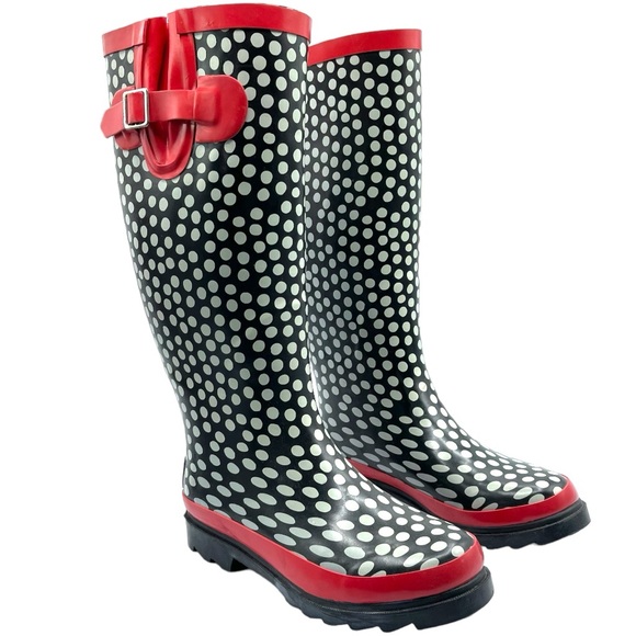 Pink Black Rain Boots - Picture 1 of 12